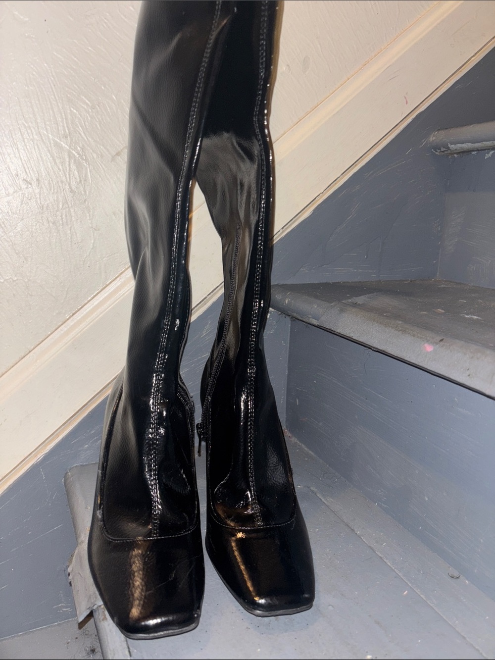 INC International Concepts Black Patent Over-The-Knee Boots